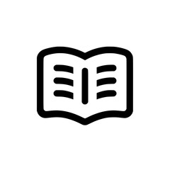 Obraz premium Simple open book icon in bold black outline representing reading, literature, or education