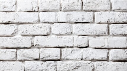 A close-up view of a white brick wall reveals its rough texture and irregularities. The bricks display varied sizes and shades, providing an organic look to the structure, enhanced by natural light.