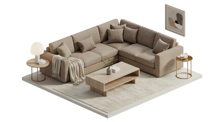 Isometric modern living room furnishings