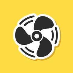 Ventilation sticker icon in flat style. Fan airflow vector illustration on isolated background. Turbine rotation sign business concept.