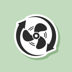 Ventilation sticker icon in flat style. Fan airflow vector illustration on isolated background. Turbine rotation sign business concept.