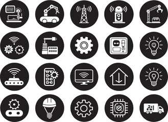 Robotics vector icons set 