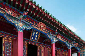 ancient architecture art of Qing Dynasty imperial palace in Shenyang, China