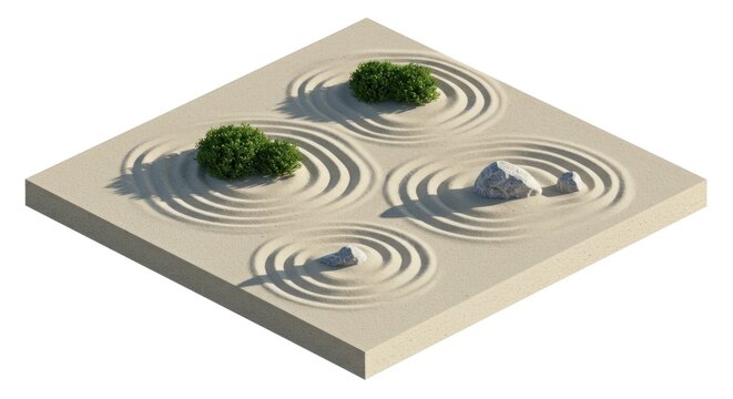 Isometric zen garden design - Powered by Adobe