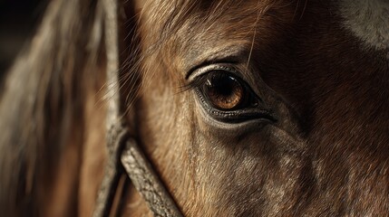 A close up of a working elephants eye and trunk reveals intricate details like eyelashes, wrinkles, and a livercolored snou