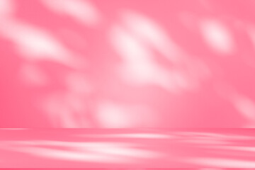 Wall interior background, studio and backdrops show products.with shadow from window color pink...