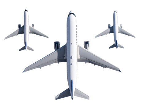 Top-Down View of Jet Plane Flying Over Mountain Range, Clear Sky