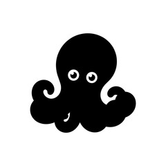 Cute Octopus Vector Icon – Sea Animal Silhouette Logo Design

