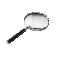 3D magnifying glass, chrome lens, dark handle