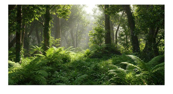 Lush forest sunlight greenery - Powered by Adobe
