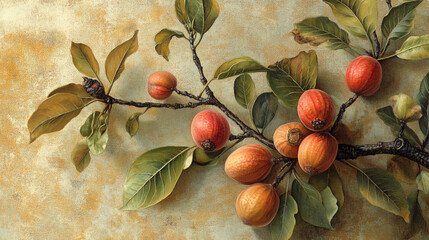 Botanical Tre Hand-Drawn Diagram Meticulously Cashew