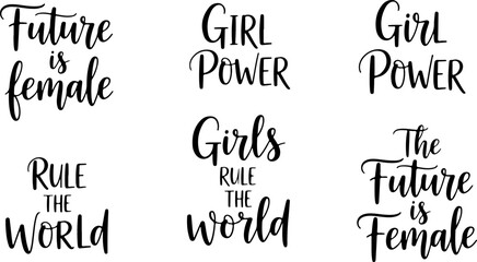 Vector art of girl power and female empowerment phrases