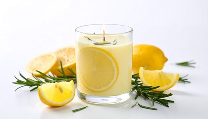 Fototapeta premium Aromatherapy Candle with Citrus and Herbs.
