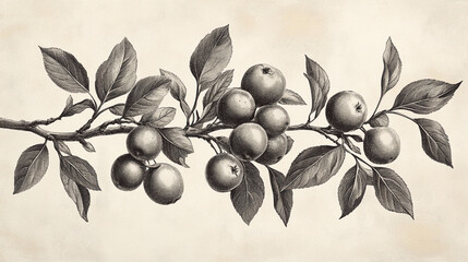 Tree Intricate Plum Hand-Drawn Bra Botanical Etching