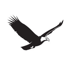 A powerful and dynamic black and white illustration of an eagle in majestic flight