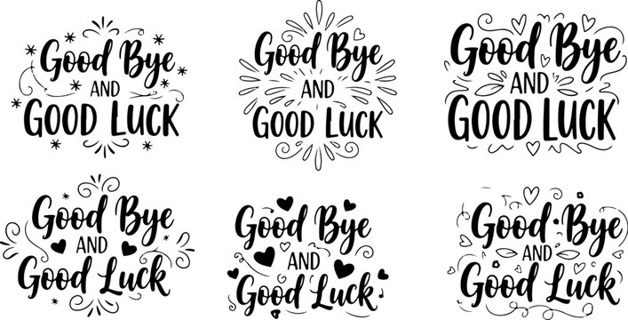 Vector art of collection of good bye and good luck handwritten phrases
