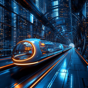 Hyperloop With Futuristic Glo System Sleek Transportation