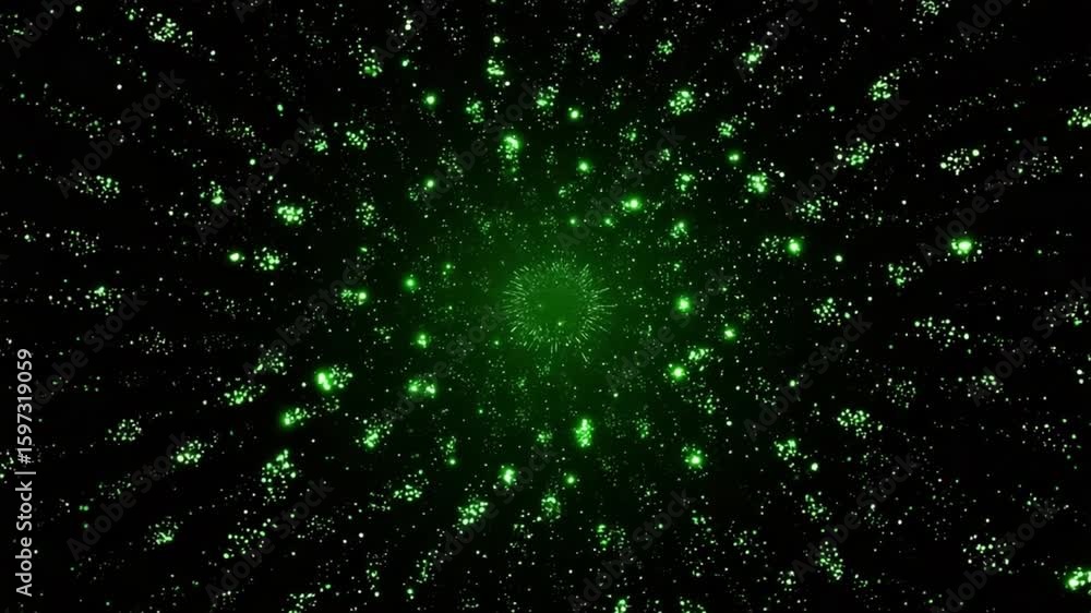 Poster emerald universe: a mesmerizing view of a glowing emerald galaxy, its luminous emerald elements are 