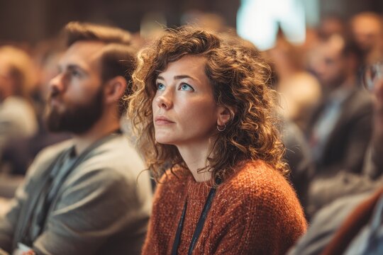 Engaging audience at a business conference with diverse participants in a modern venue focusing on innovation and collaboration during a morning session