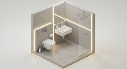 Modern bathroom design isometric illustration
