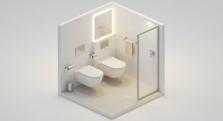 Modern bathroom design isometric perspective