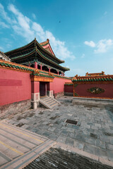 Naklejka premium ancient architecture art of Qing Dynasty imperial palace in Shenyang, China