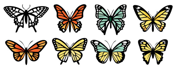 Obraz premium Different butterflies collection. Vector illustration