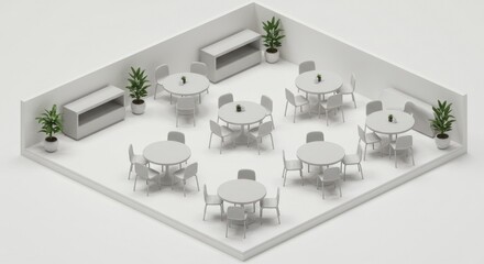 Modern cafe layout design illustration