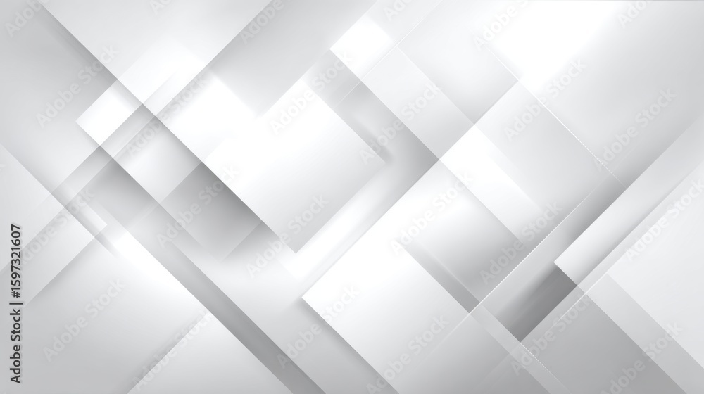 Poster a series of overlapping geometric shapes in varying shades of white create a smooth and modern abstr