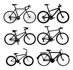 Obraz premium Silhouettes of bicycles set