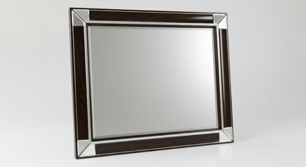 Modern dark brown wooden framed mirror