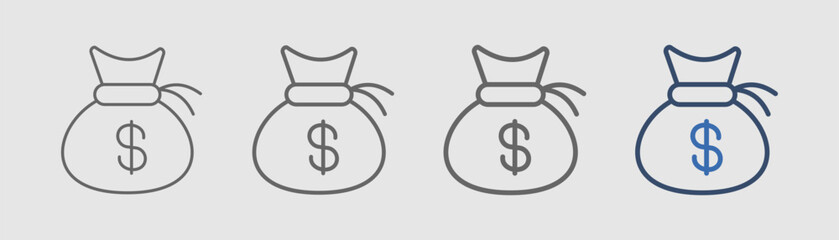 money bag icon set outline