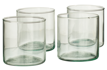 4 clear glasses without patterns cut out isolated transparent background