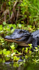 Alligator in marsh