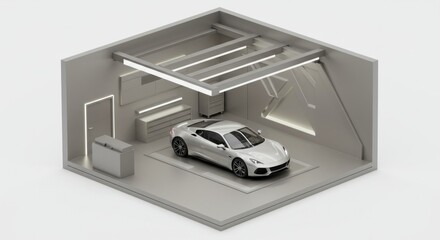 Modern garage design interior view