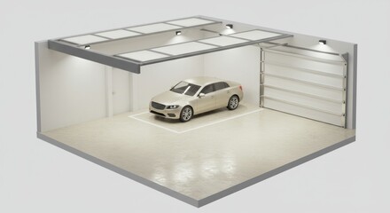 Modern garage interior design illustration