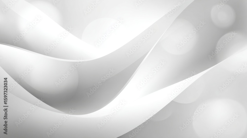 Poster flowing shapes in soft white tones form an elegant abstract design that captures light beautifully, 
