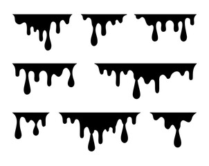 Paint drips. Current black paint. Current drops. Vector illustration