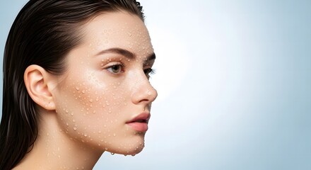 Naklejka premium Woman's Face with Water Drops