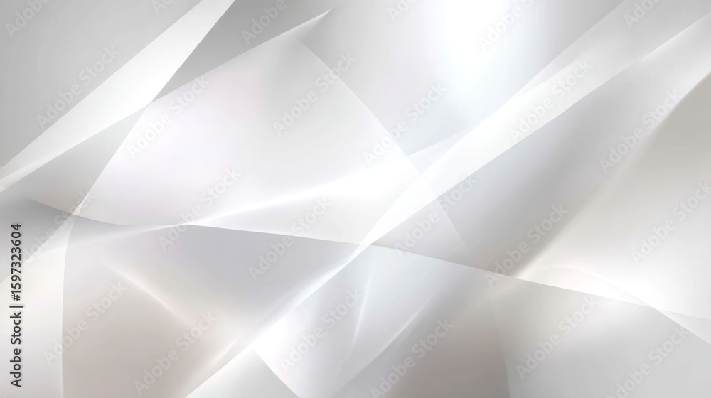 Poster soft white abstract geometric shapes intertwine, creating a seamless blend of light and form. the de