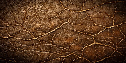Detailed Closeup of Cracked Golden Brown Leather Texture