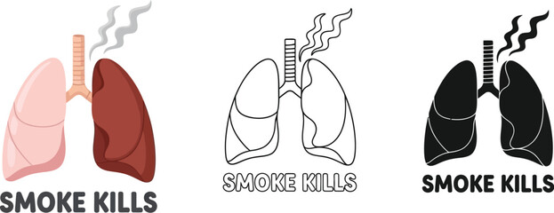 Lung cancer awareness illustration smoke kills lungs health risks smoking effects respiratory system danger