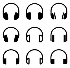 Headphones different icons set. Vector illustration