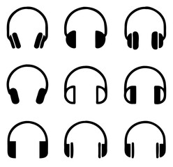 Headphones different icons set. Vector illustration