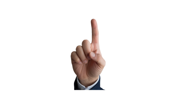 Close-up of a Man's Hand Pointing Upward, Indicating Direction or Choice