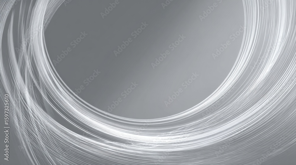 Poster flowing lines create an abstract design against a neutral background, emphasizing movement and depth