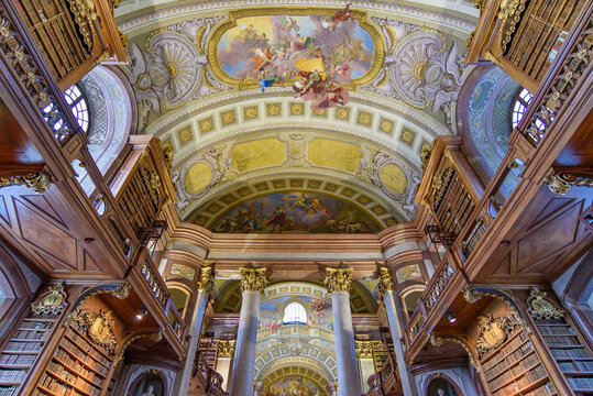 Nationalbibliothek Prunksaal, State Hall of the Austrian National Library in Vienna, Austria