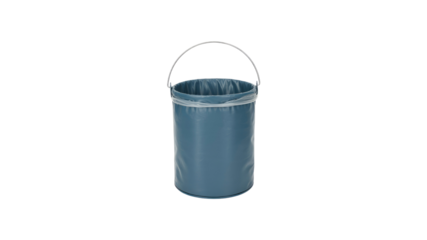 Teal Fabric Bucket with Plastic Liner and Metal Handle - Isolated on Black