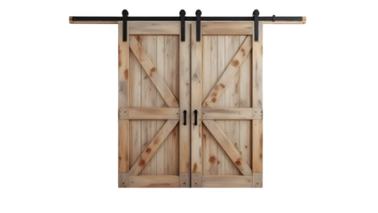 Rustic Double Barn Doors, isolated on white background