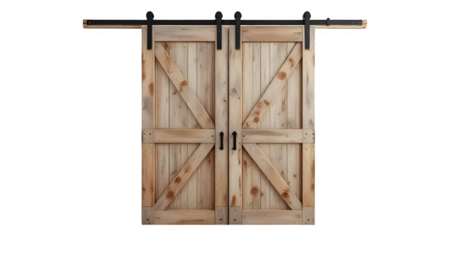 Rustic Double Barn Doors, isolated on white background